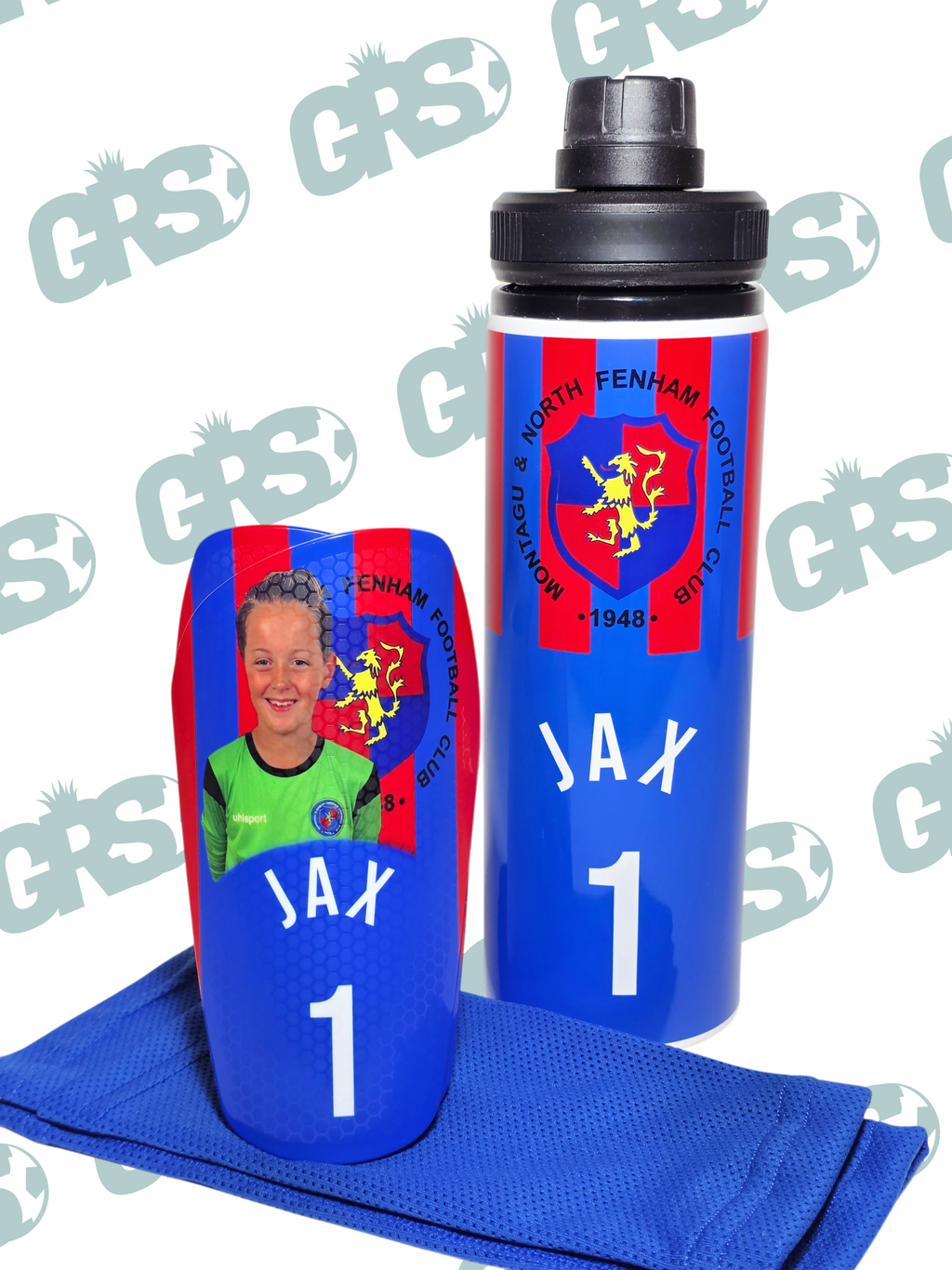 PLAYER BUNDLE Personalised Water Bottle, Shin Pads & Sleeves